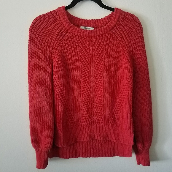 Madewell Red Balloon Sleeve Pullover Sweater - Picture 1 of 9